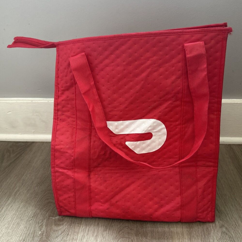 Doordash Insulated Hot Cold Fast Food Delivery Bag Double Handle Zip Closure